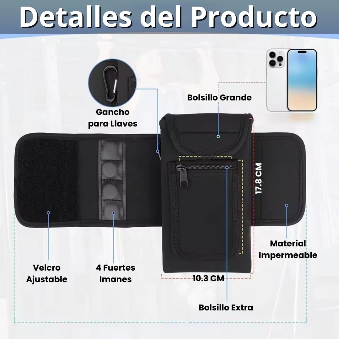 Bolso Gym y Entrenamiento Portátil Magnético, Color Negro.